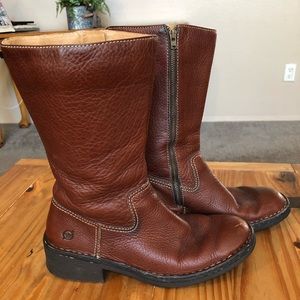 Born brown leather mid calf boots